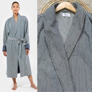 Finery Anti-Uniform Unisex Robe Striped Print Cotton in Black White One Size